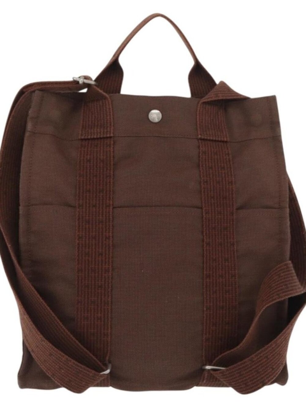 HERMES Her Line Sac A Dos Backpack Canvas Brown Silver Auth ARZ289 - Picture 2 of 16